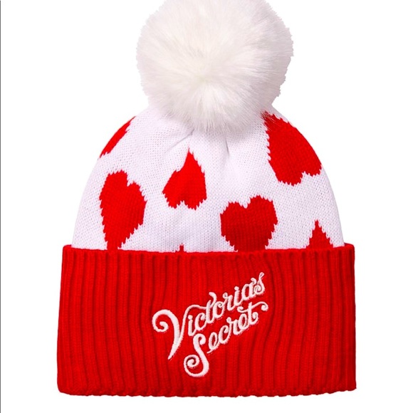 FINAL DROP! Victoria’s Secret Heart matching scarf & Pom Pom beanie - Picture 2 of 4